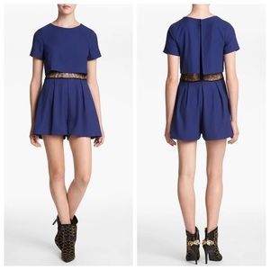 Astr Blue Lace Detail Romper